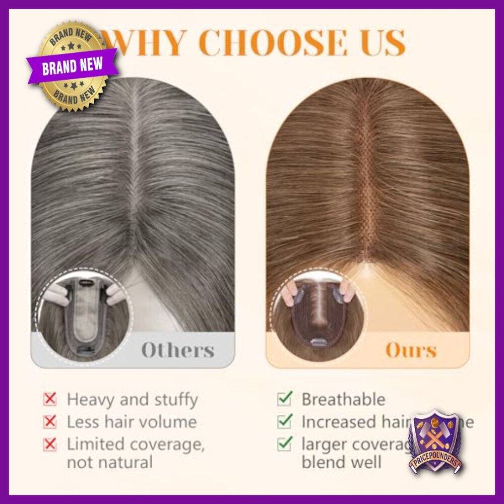10 Inch Straight Human Hair Topper with Lace Base for Thinning Hair - Picture 4 of 6